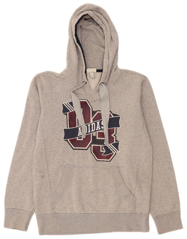 Felpa con cappuccio grafica da uomo Adidas Small in cotone grigio