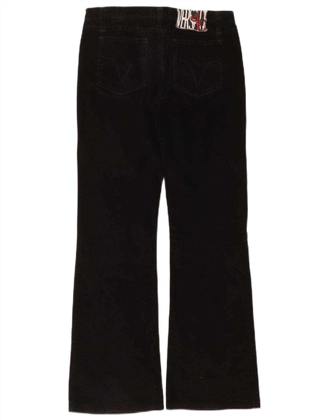 Pantaloni di velluto a coste svasati da donna Versace W28 L30 neri