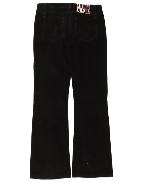 Pantaloni di velluto a coste svasati da donna Versace W28 L30 neri