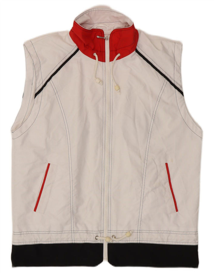 Gilet corto da donna Elegance UK 16 grande poliestere color block bianco