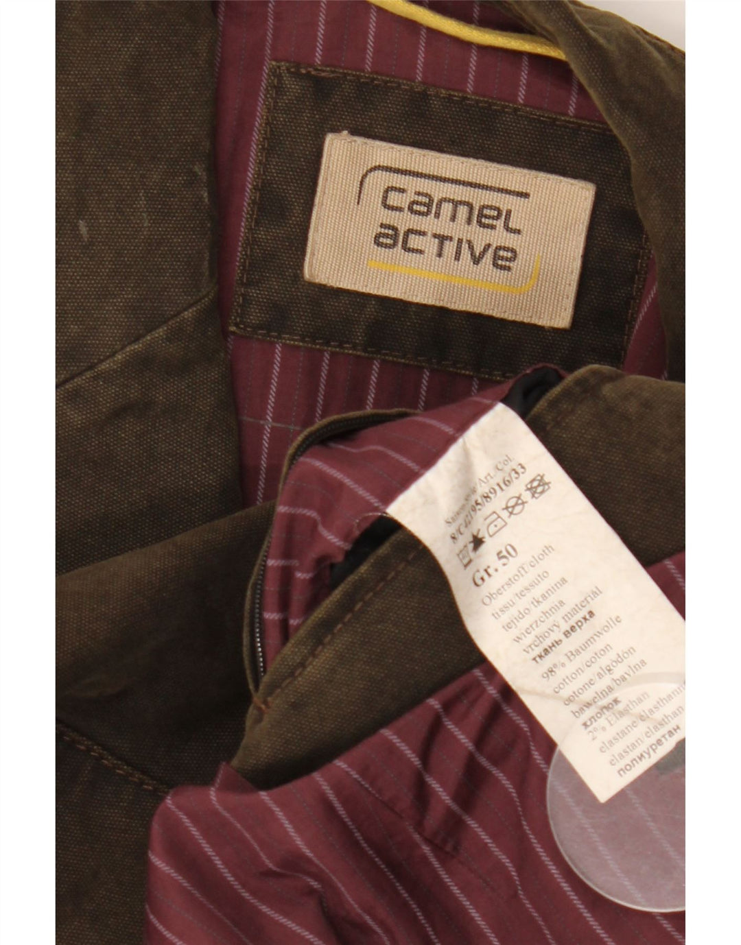 Giacca blazer a 2 bottoni da uomo Camel Active IT 50 grande in cotone marrone