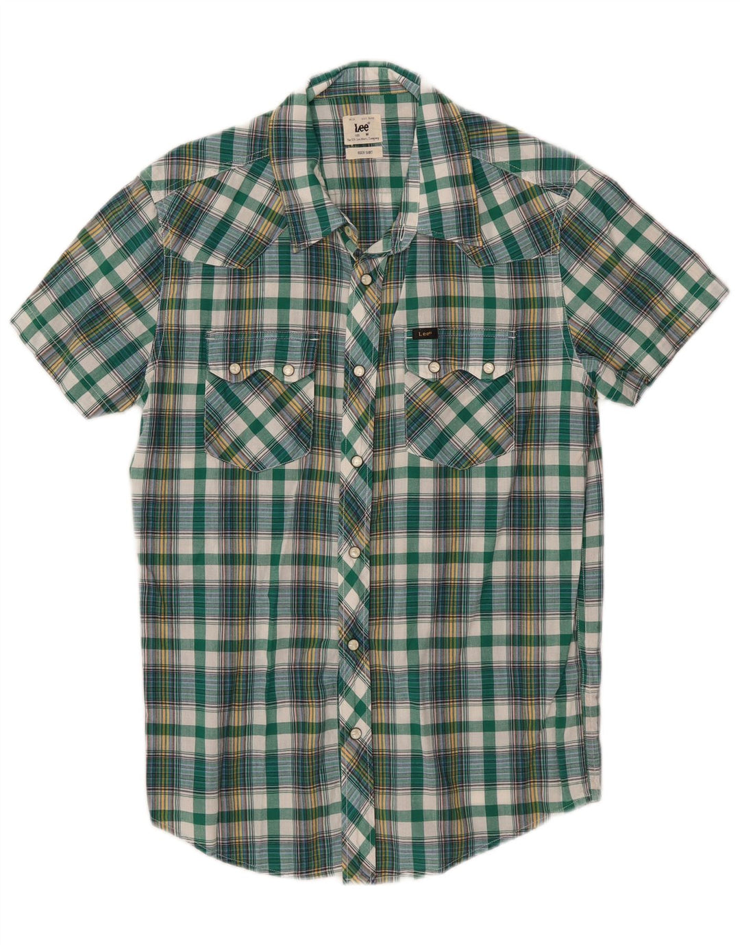 Camicia a maniche corte Lee Rider da uomo in cotone a quadri verde medio
