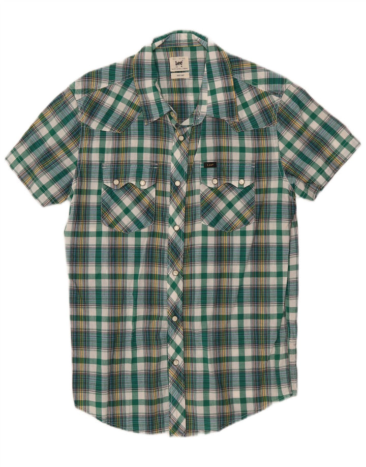Camicia a maniche corte Lee Rider da uomo in cotone a quadri verde medio