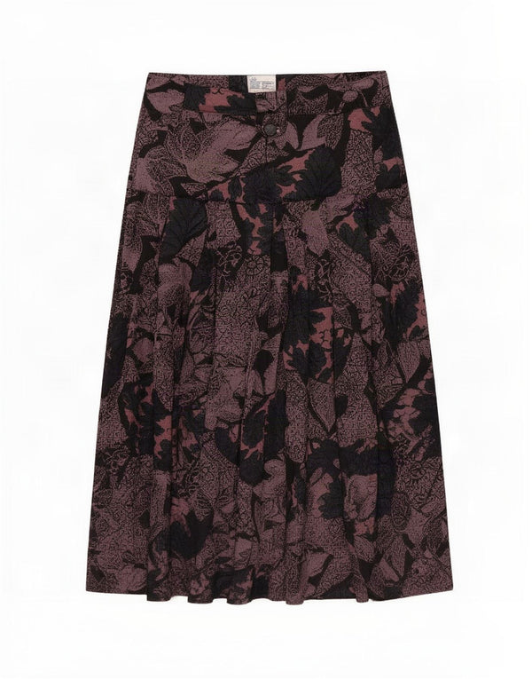Gonna a trapezio a vita alta da donna Michael H UK 12 media W28 nera floreale