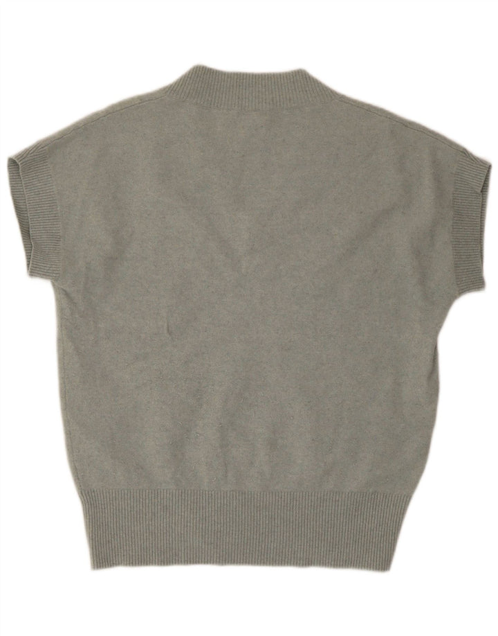 Massimo Dutti Maglione da donna a maniche corte con scollo a V UK 14 Verde medio