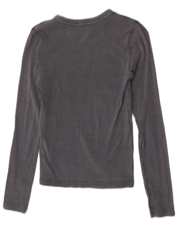 Top Zara da donna a maniche lunghe UK 12 cotone grigio medio