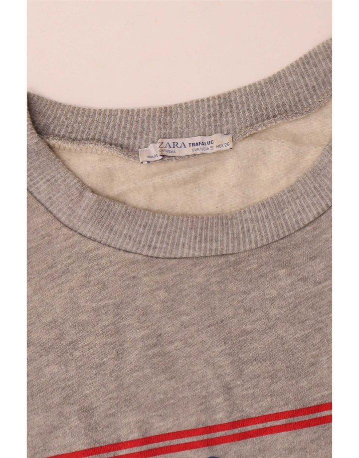 Felpa oversize grafica da donna Zara UK 10 piccola grigia chiazzata
