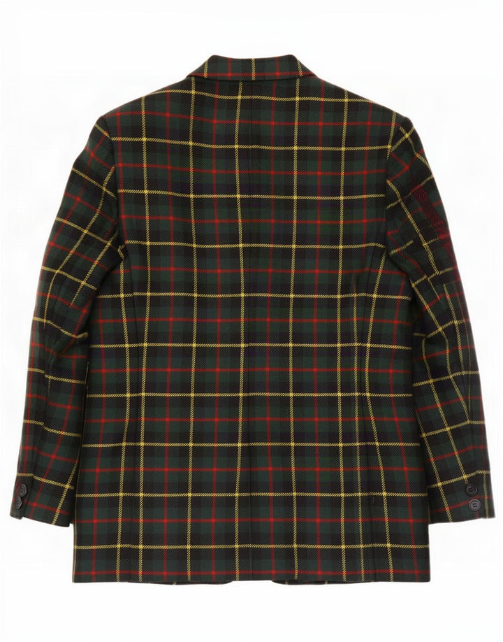 Giacca blazer vintage da donna a 3 bottoni IT 44 Lana a quadri verde medio