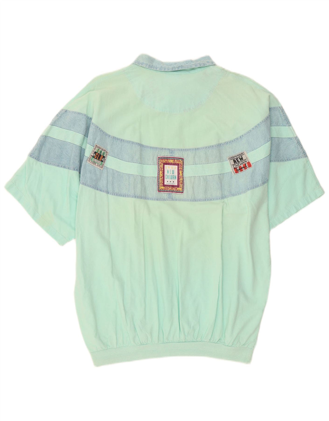 Camicia pullover grafica da uomo Chewan Taglia unica color block turchese