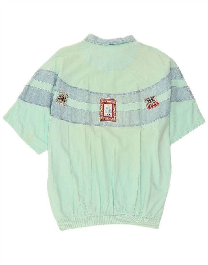 Camicia pullover grafica da uomo Chewan Taglia unica color block turchese