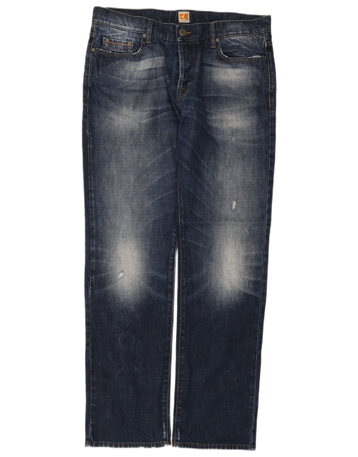Jeans dritti vestibilità regolare da uomo Boss Orange W38 L34 cotone blu