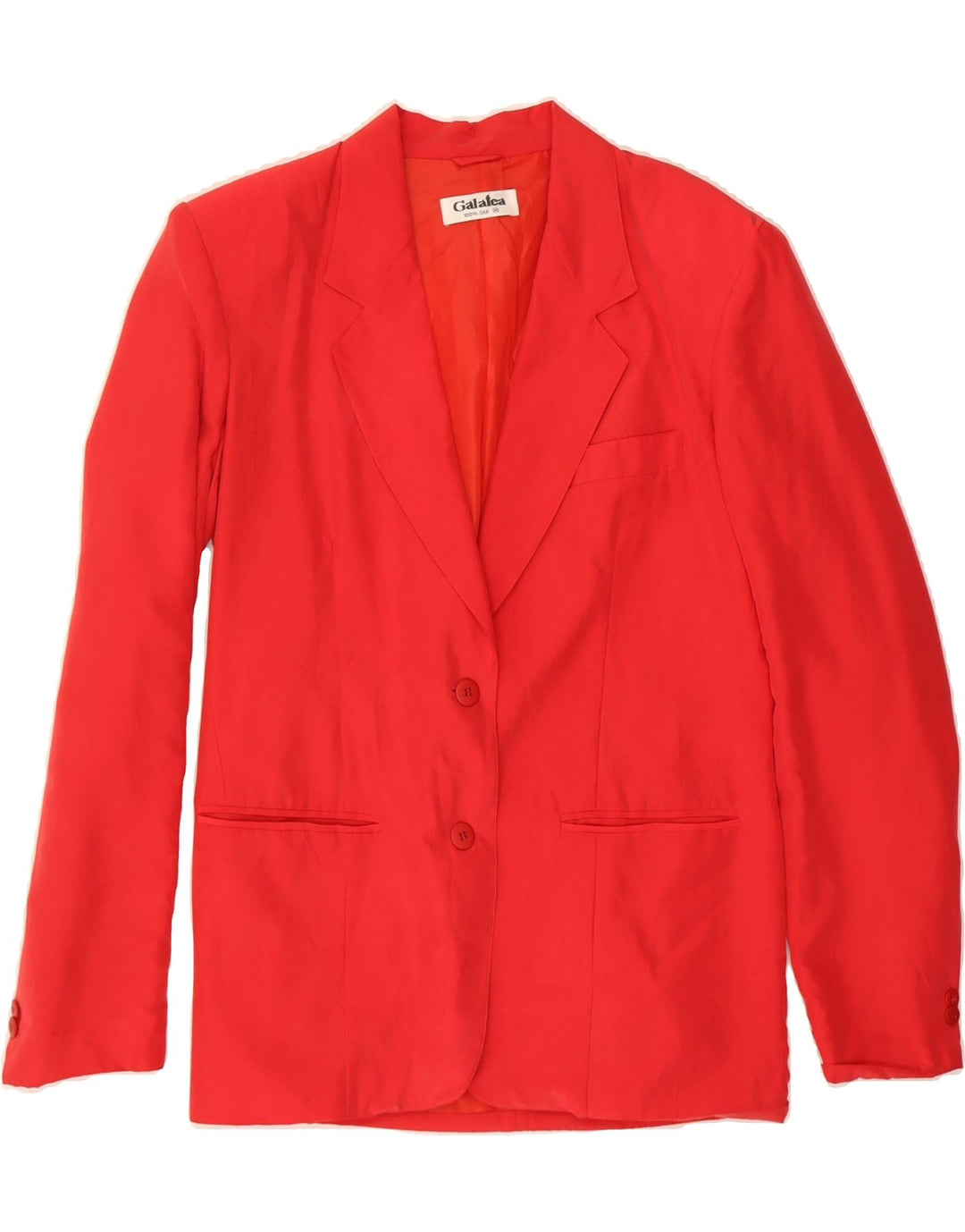 VINTAGE Womens 2 Button Blazer Jacket UK 14 Medium Red Silk Vintage Vintage and Second-Hand Vintage from Messina Hembry 