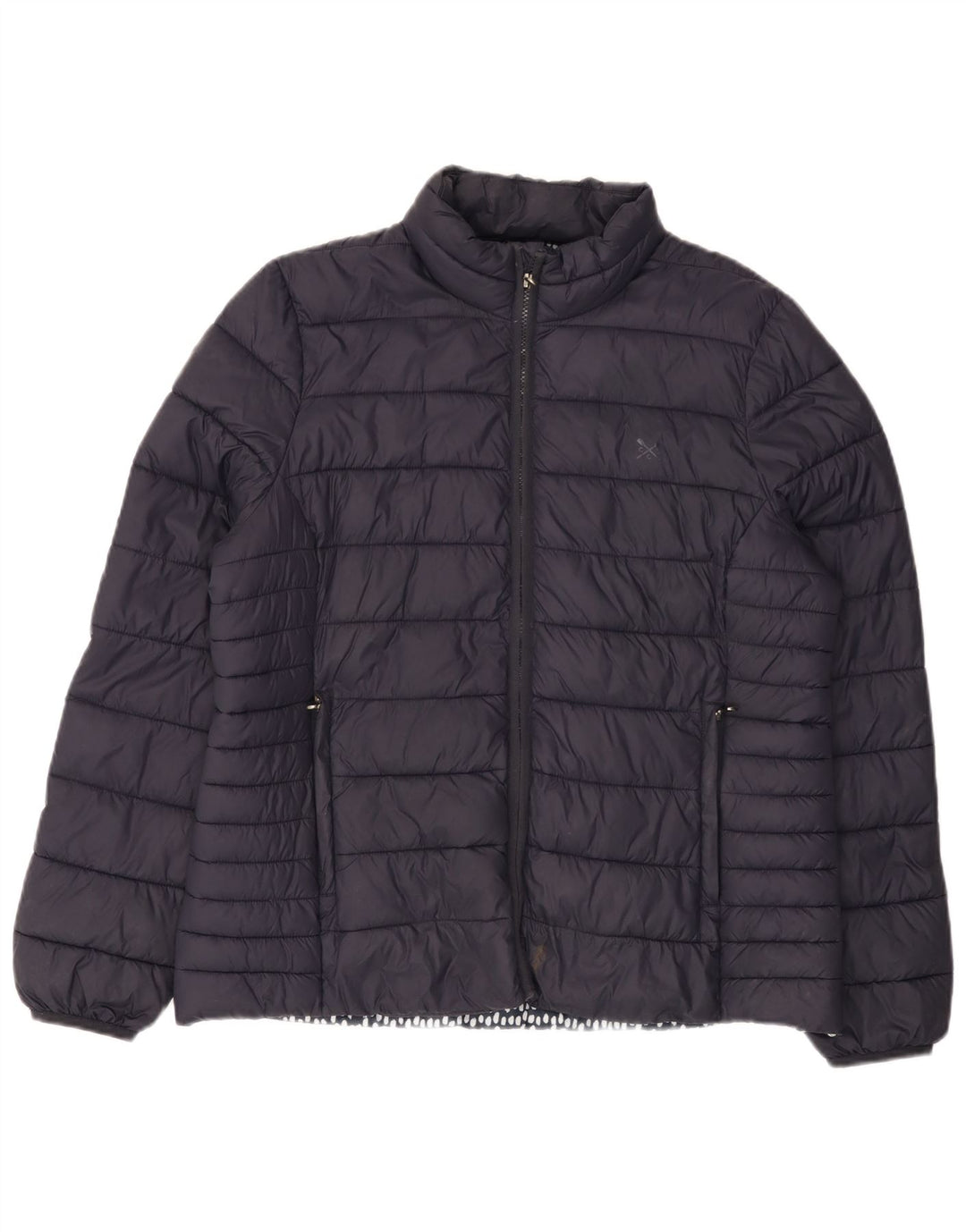 CREW CLOTHING Giacca imbottita da donna UK 16 Large in nylon blu navy