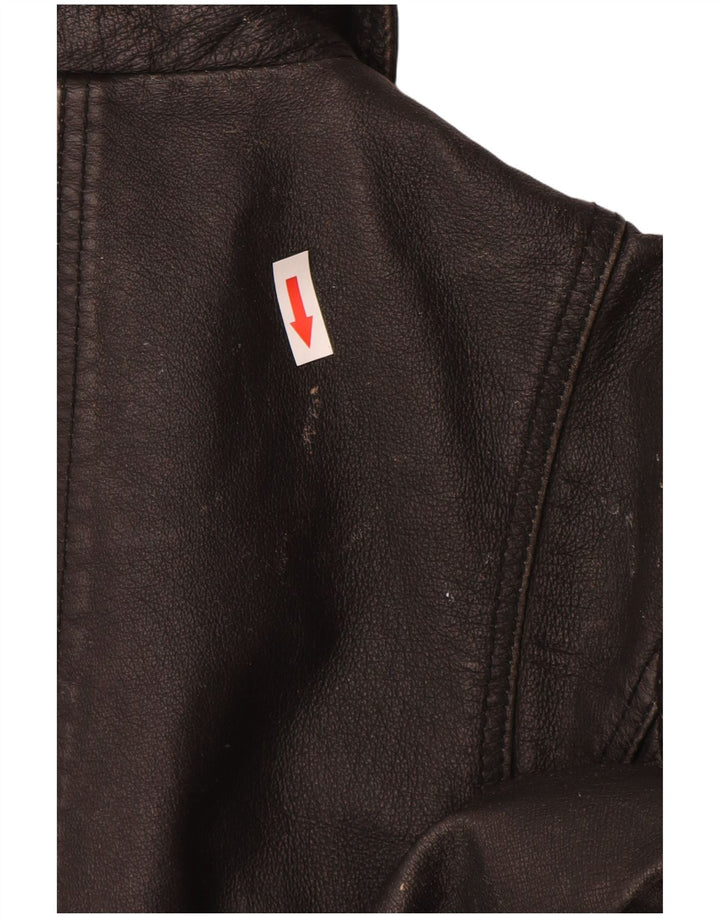 Giacca in pelle da donna vintage UK 10 piccola in pelle nera