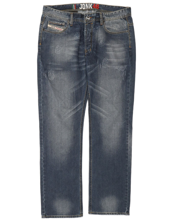 Jeans dritti vintage da uomo invecchiati IT 54 2XL W36 L34 cotone blu