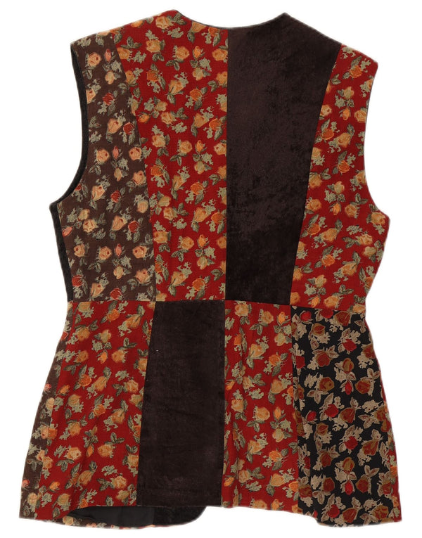 Gilet da donna vintage UK 14 lana patchwork multicolore medio