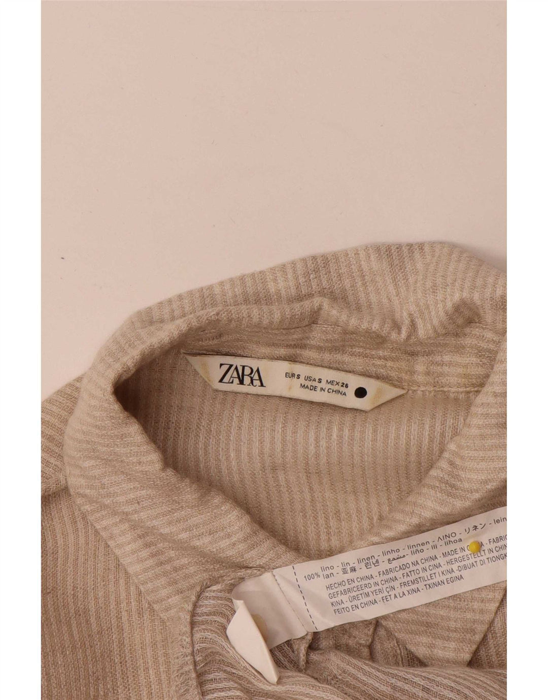 Camicia Zara da donna UK 10 piccola in lino a righe beige