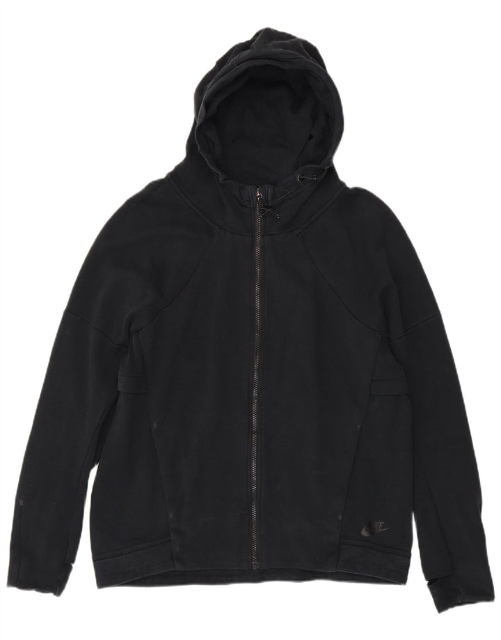 Felpa con cappuccio e zip da donna Nike UK 14 cotone nero medio