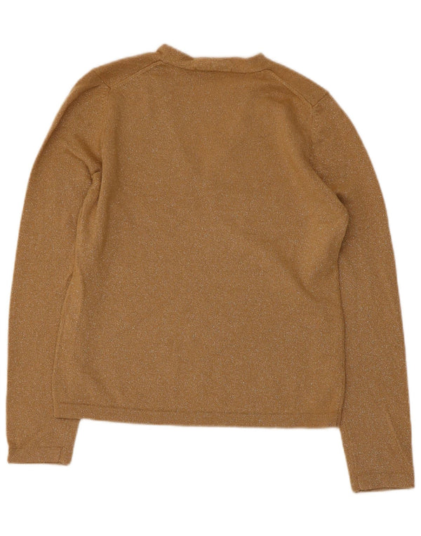Maglione maglione con scollo a V da donna Marks & Spencer UK 16 Lana chiazzata beige grande
