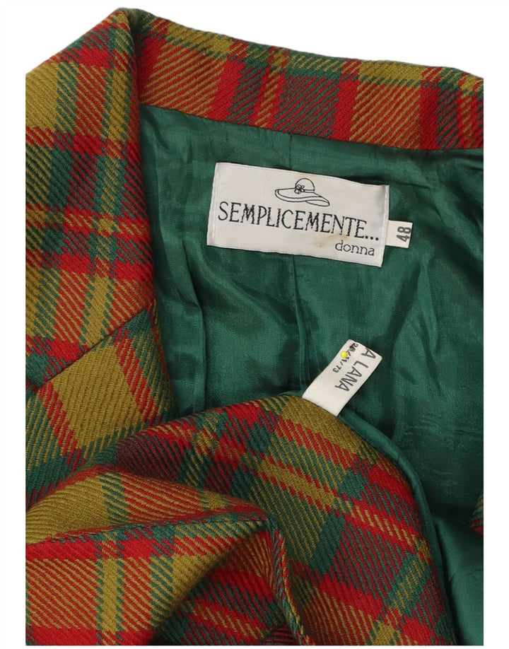 Giacca blazer vintage da donna a 2 bottoni IT 48 XL lana a quadri verde