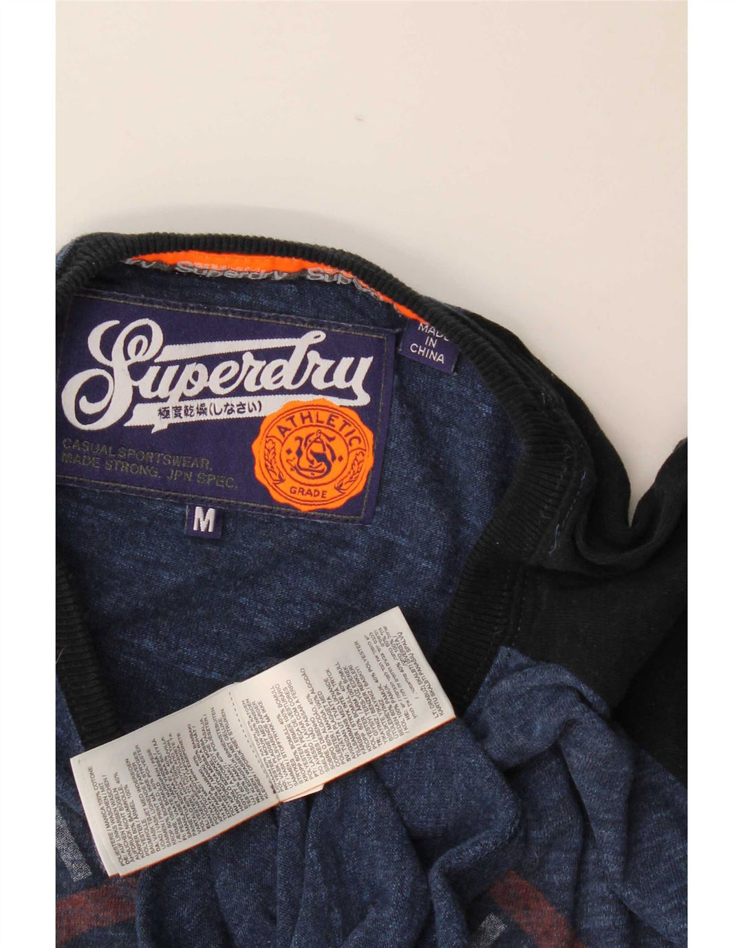 T-shirt grafica da uomo Superdry Top in cotone color block blu medio