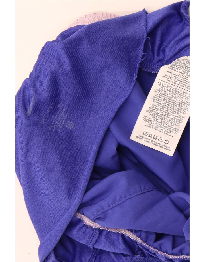 Pantaloncini sportivi grafici NIKE da donna Dri Fit UK 10 piccoli poliestere blu