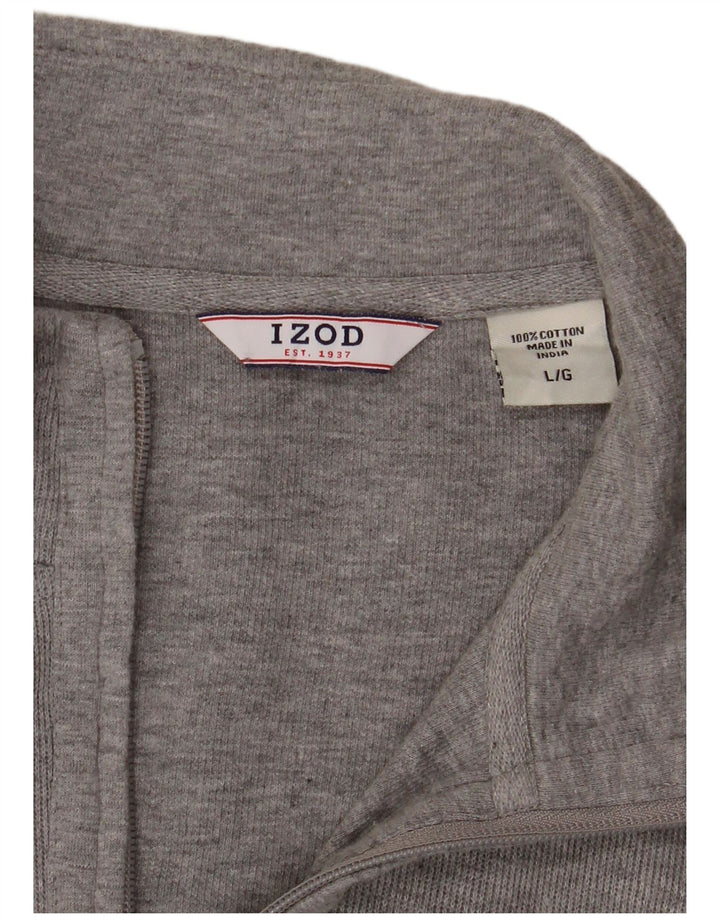 Maglione da uomo con zip e collo IZOD grande in cotone grigio