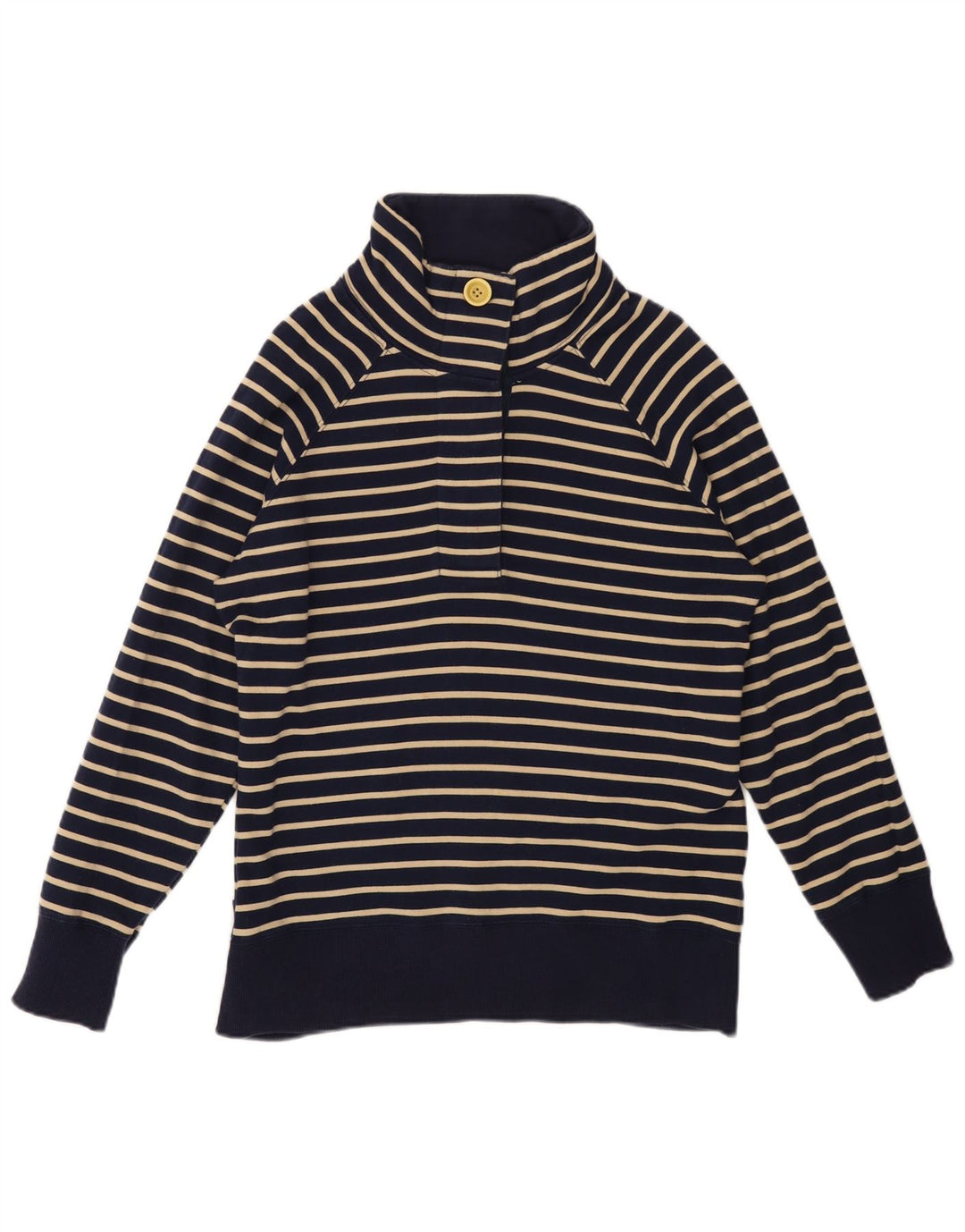 JOULES Felpa da donna con collo abbottonato, maglione UK 14, grande a righe blu navy