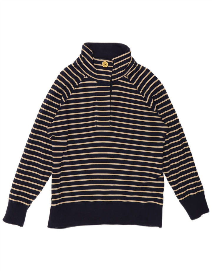 JOULES Felpa da donna con collo abbottonato, maglione UK 14, grande a righe blu navy