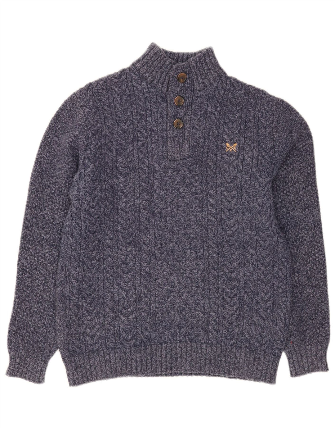 Crew Clothing Maglione da uomo con collo a bottoni piccolo blu navy screziato