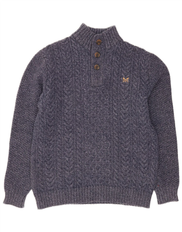 Crew Clothing Maglione da uomo con collo a bottoni piccolo blu navy screziato