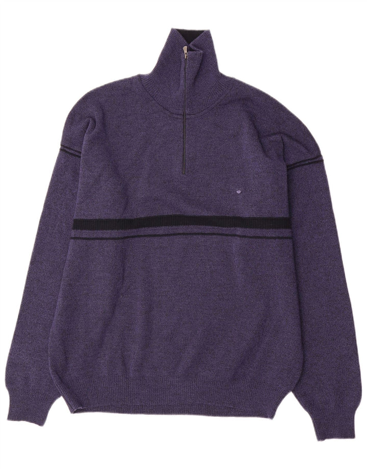 Maglione da uomo con zip e collo Il Granchio in lana blu navy media