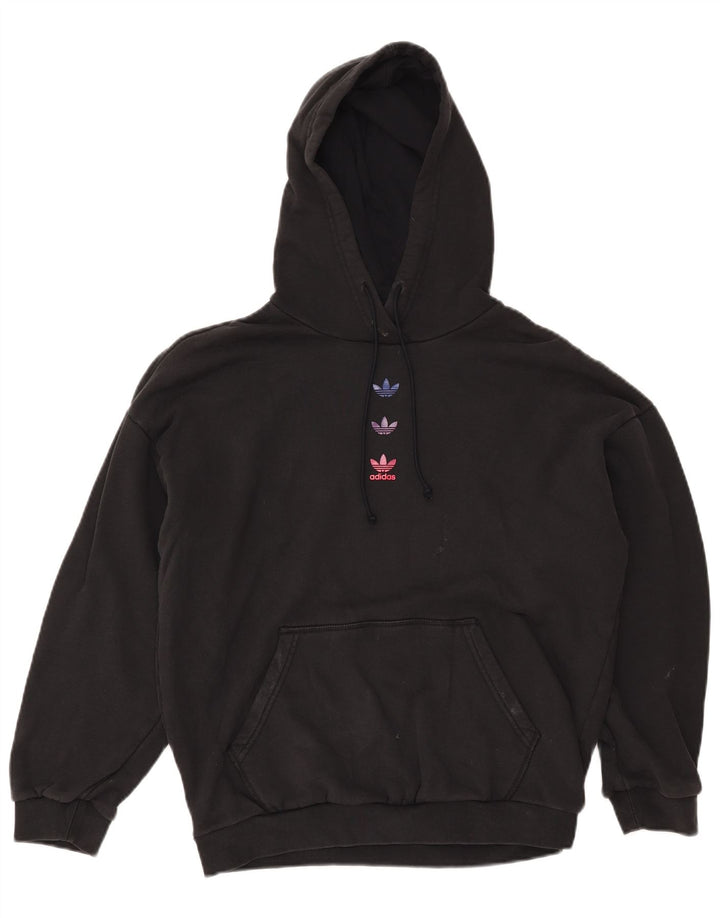 Maglione con cappuccio oversize grafico da donna ADIDAS UK 12 cotone nero medio