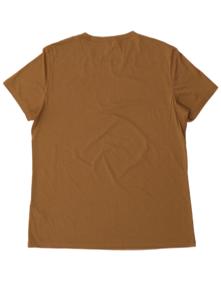 T-shirt da uomo Jigsaw Top grande in cotone marrone