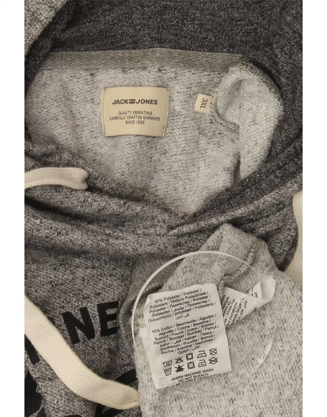 Jack & Jones Felpa con cappuccio grafica da uomo 3XL Poliestere chiazzato grigio