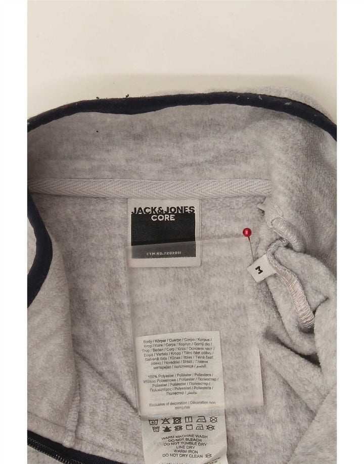 Maglione in pile da uomo Jack & Jones con zip e collo in poliestere color block grigio medio