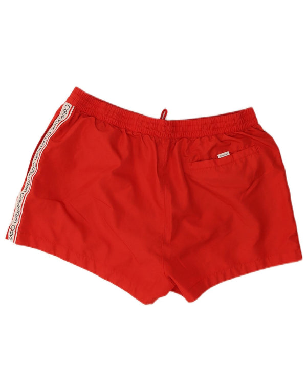 Pantaloncini sportivi grafici da uomo Calvin Klein grandi in poliestere color block rosso