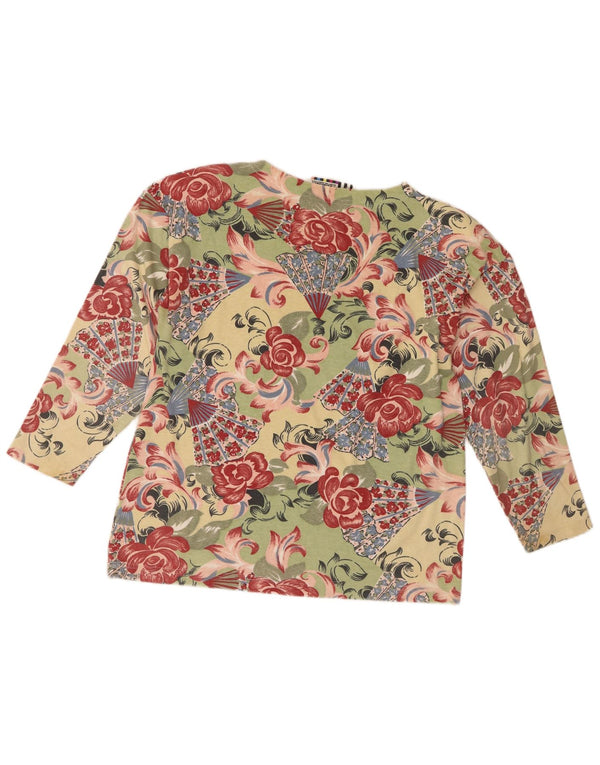 Top Forenza da donna a maniche lunghe UK 16 grande verde floreale