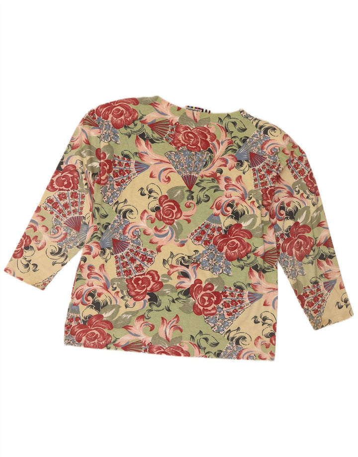 Top Forenza da donna a maniche lunghe UK 16 grande verde floreale