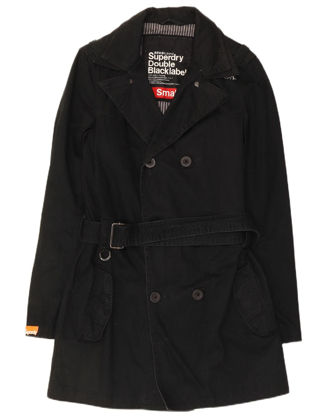 Trench doppiopetto da uomo Superdry UK 36 piccolo cotone nero