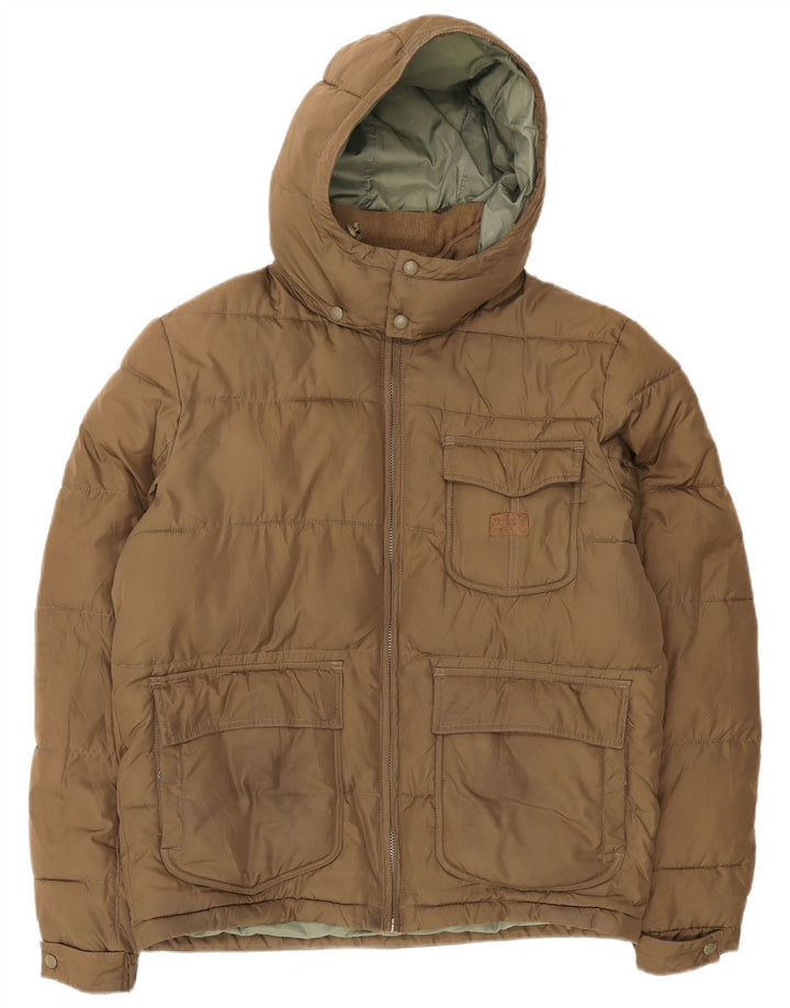 Giacca imbottita con cappuccio da uomo Lee UK 40 grande poliestere marrone
