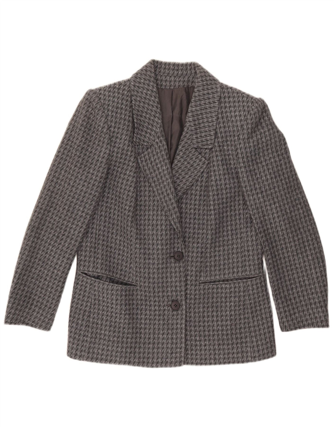 Giacca blazer vintage da donna a 2 bottoni IT 43 pied de poule grigio medio