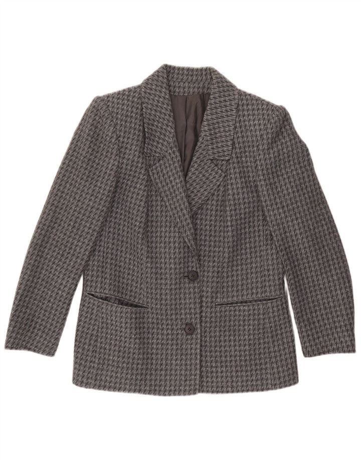 Giacca blazer vintage da donna a 2 bottoni IT 43 pied de poule grigio medio