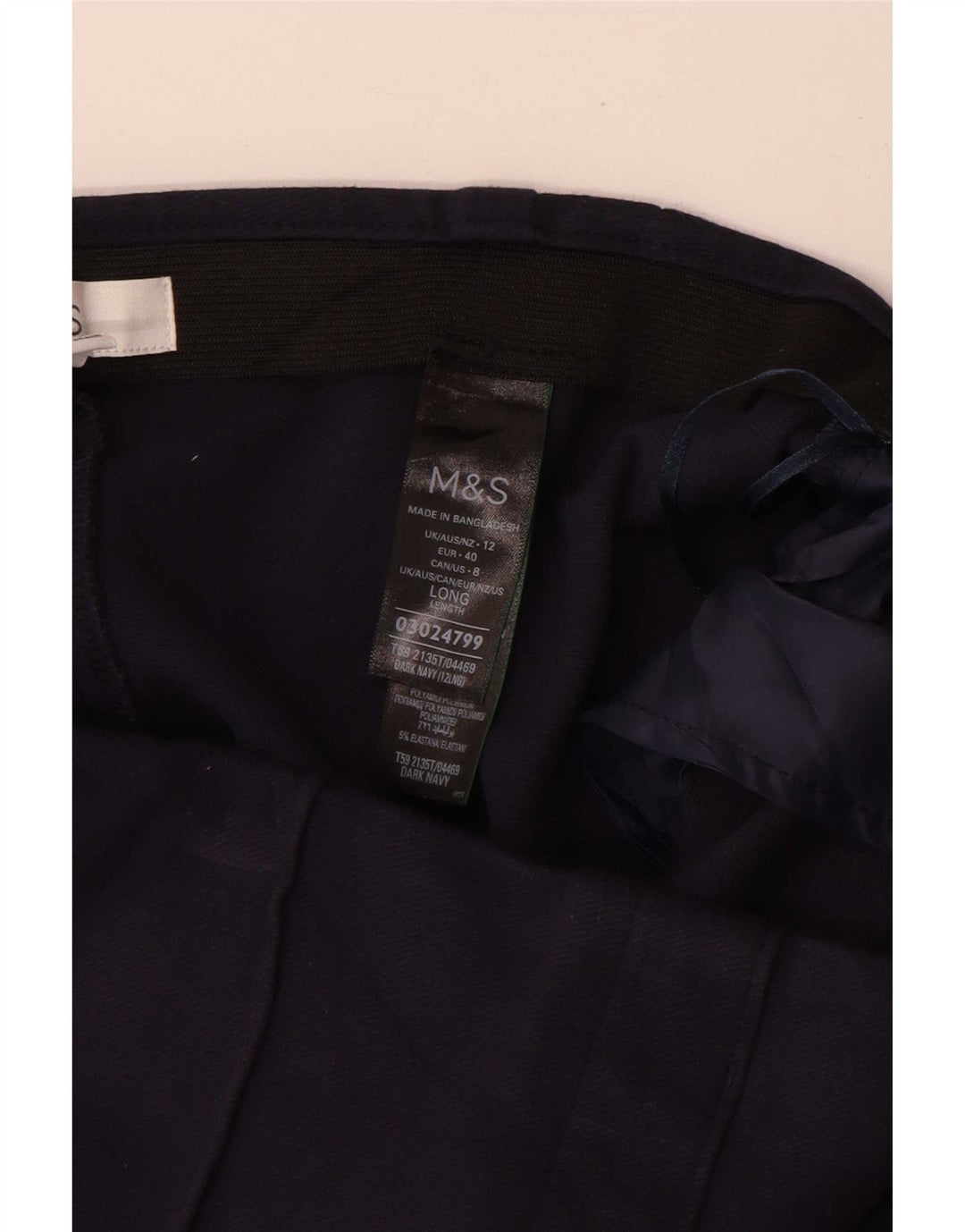 Pantaloni da abito da donna Marks & Spencer UK 12 medi W30 L31 Blu navy