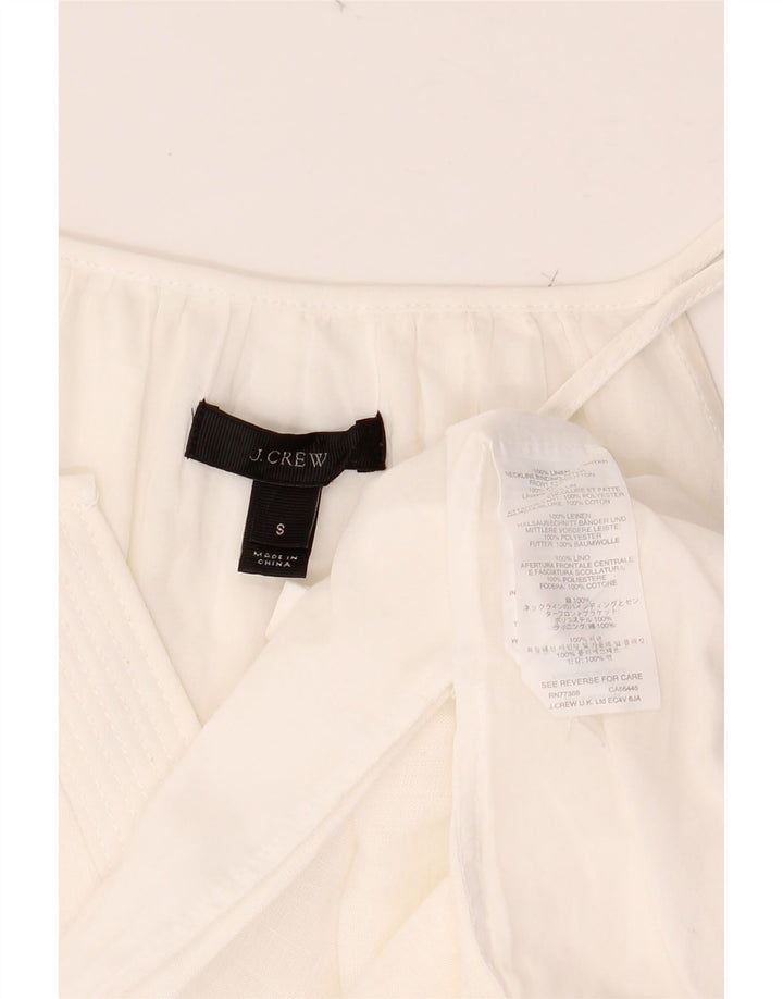 J. CREW Abito lungo senza maniche da donna UK 10 Piccolo lino bianco