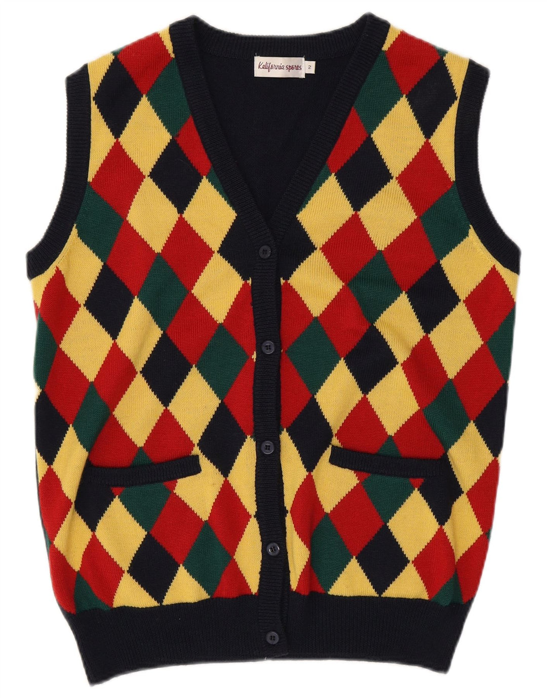Maglione cardigan oversize da donna vintage US 2 XS multicolore