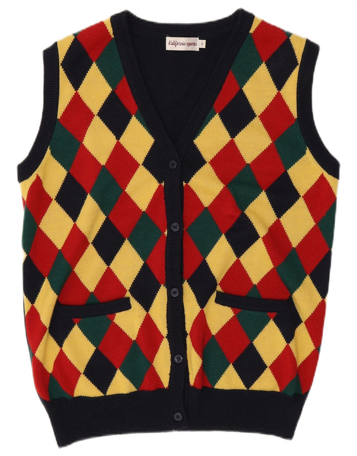 Maglione cardigan oversize da donna vintage US 2 XS multicolore