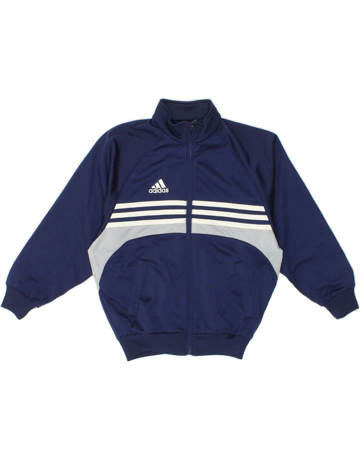 ADIDAS Boys Tracksuit Top Jacket 7-8 Years Navy Blue Colourblock Polyester Vintage Adidas and Second-Hand Adidas from Messina Hembry 