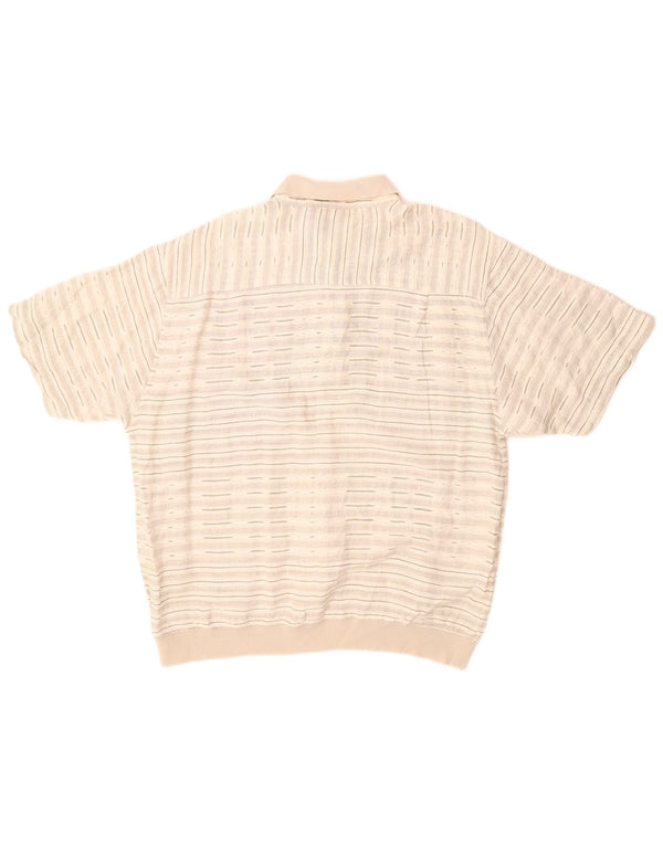 Maglia pullover da uomo a maniche corte Malagrida in cotone a righe beige medio