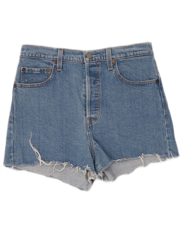 Pantaloncini di jeans invecchiati Ribcage da donna Levi's W29 cotone blu medio